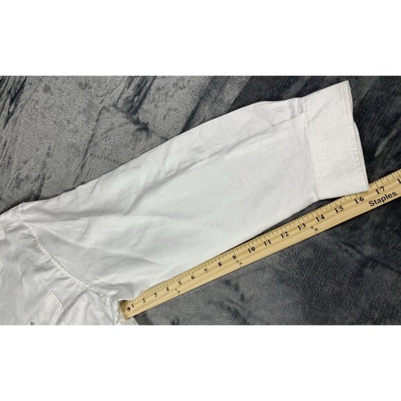 Carribbean Men's Size XXL White Casual Linen Blend Button Up Shirt Palm Tree - Picture 8 of 8